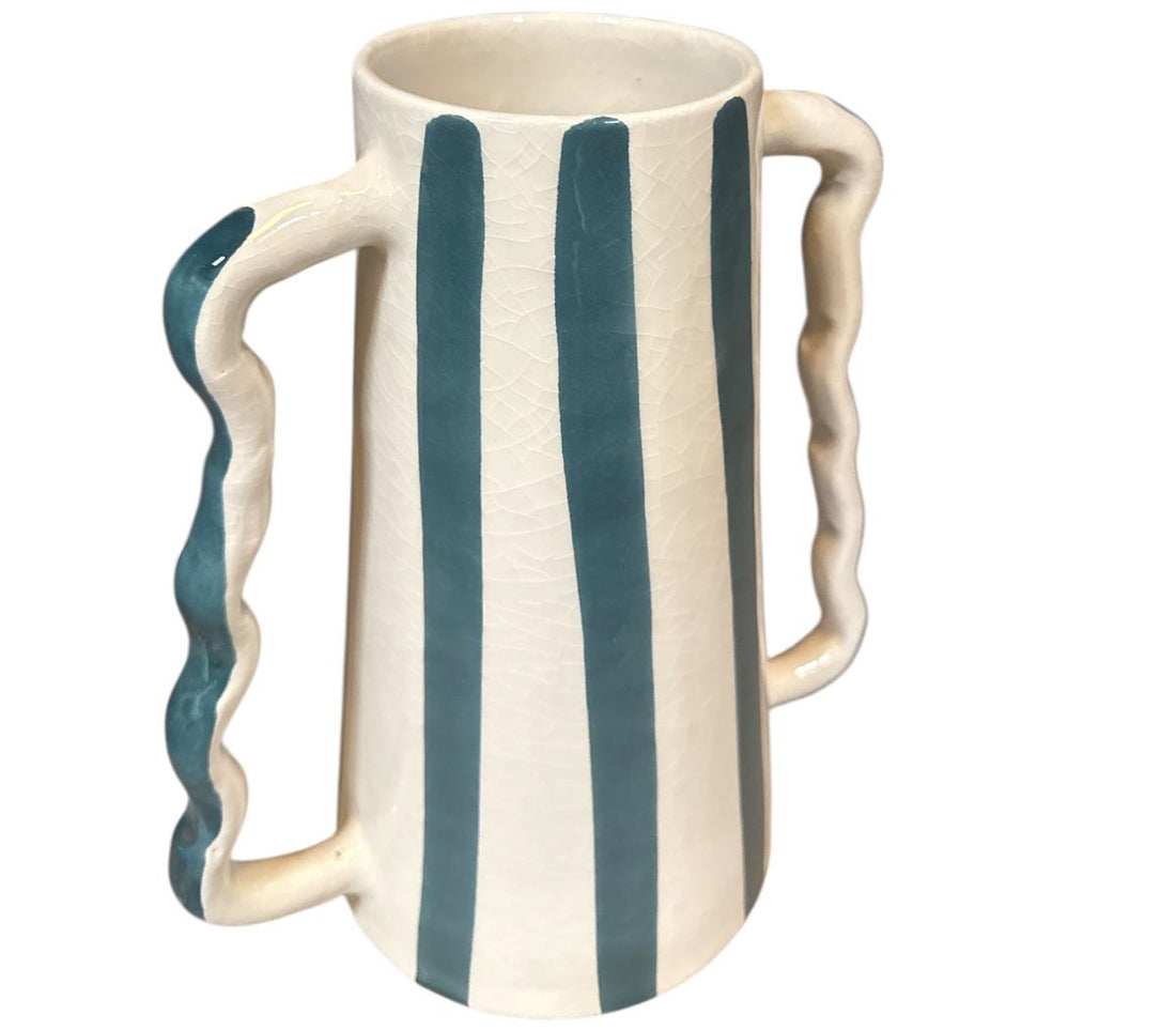 Handmade Ceramic Vase with Double Handle – 25 cm