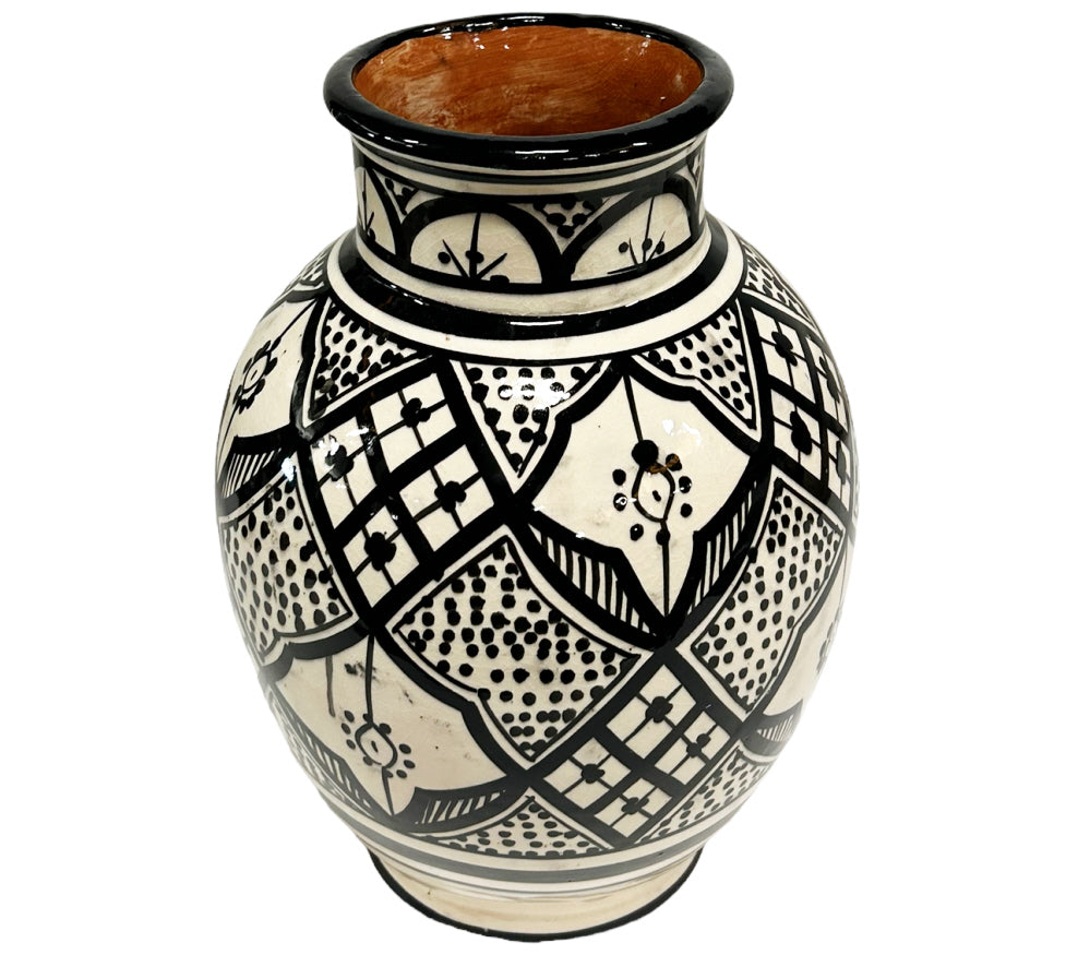 Vase céramique fait main noir et blanc