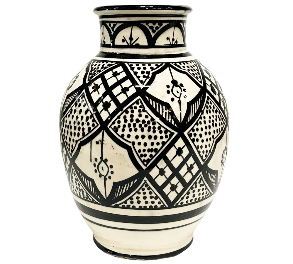 Vase céramique fait main noir et blanc
