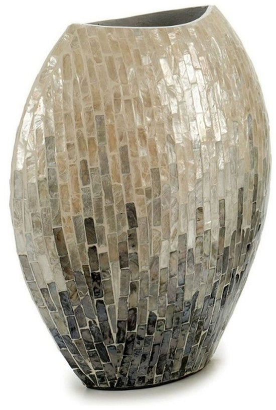 Large Mother of Pearl vase with grey mosaic finish