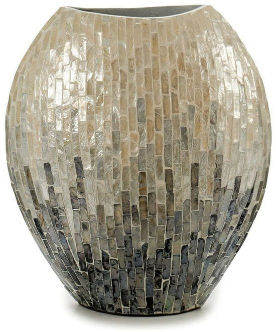 Large Mother of Pearl vase with grey mosaic finish