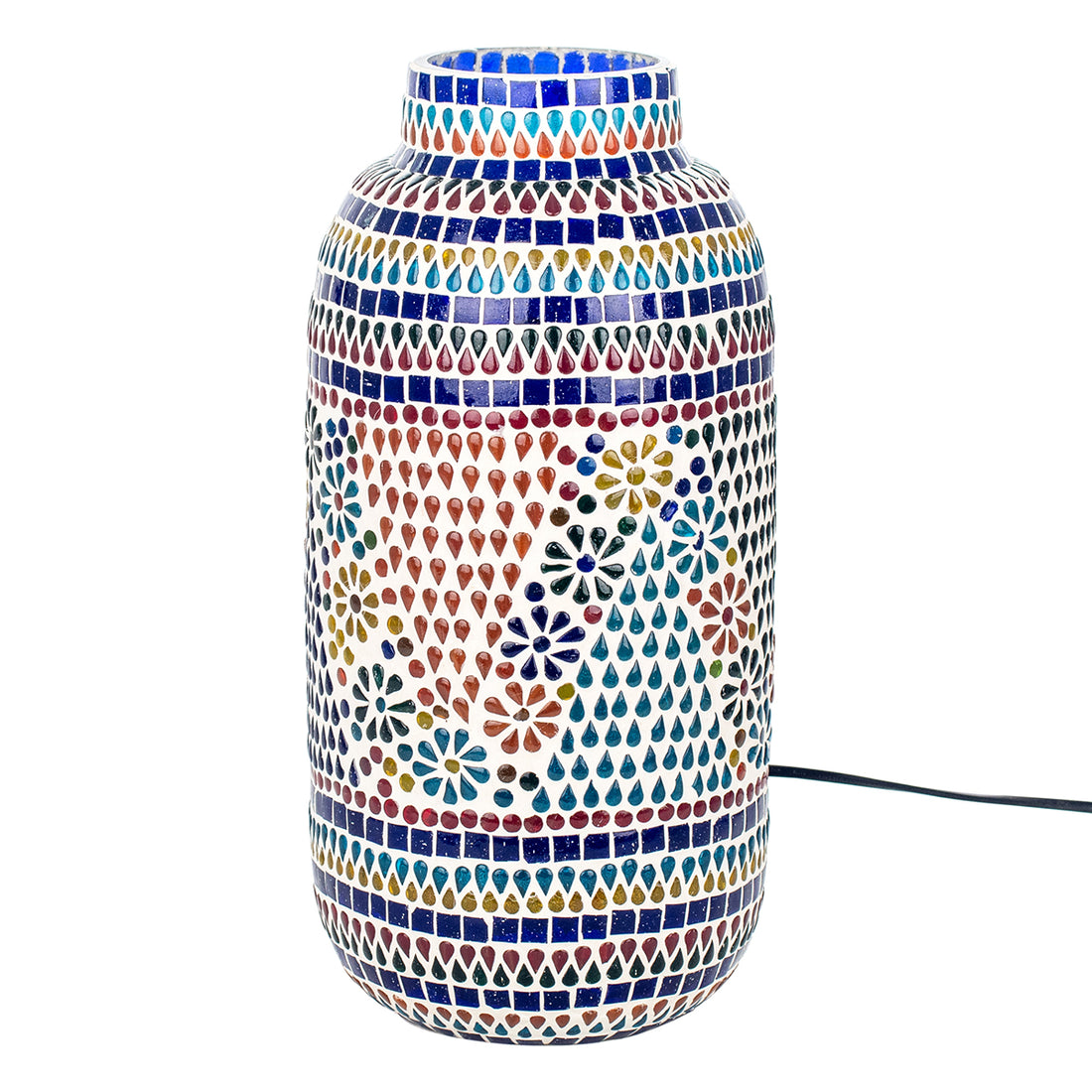 Lampe de table mosaïque en forme de vase multicolore - 38 cm
