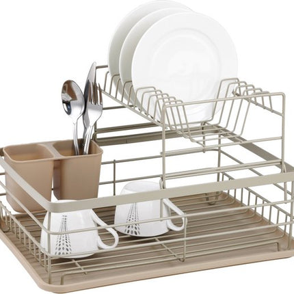 Geschirrabtropfgestell - Abtropfgestell - Stahl / Kunststoff / Holz - Beige