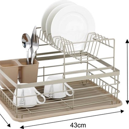 Geschirrabtropfgestell - Abtropfgestell - Stahl / Kunststoff / Holz - Beige