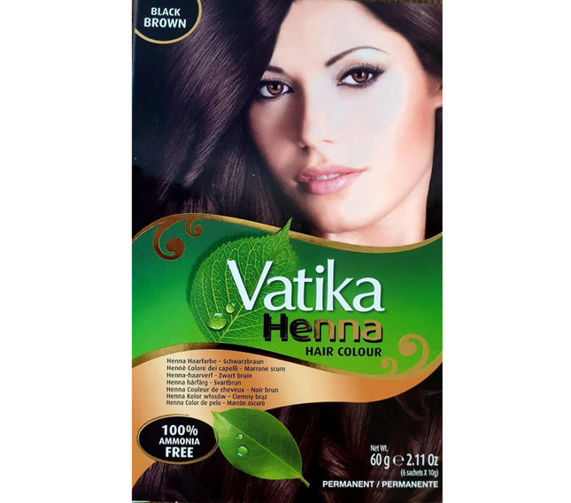 Dabur Vatika Henna Haarfarbe 6x10 g – Schwarzbraun