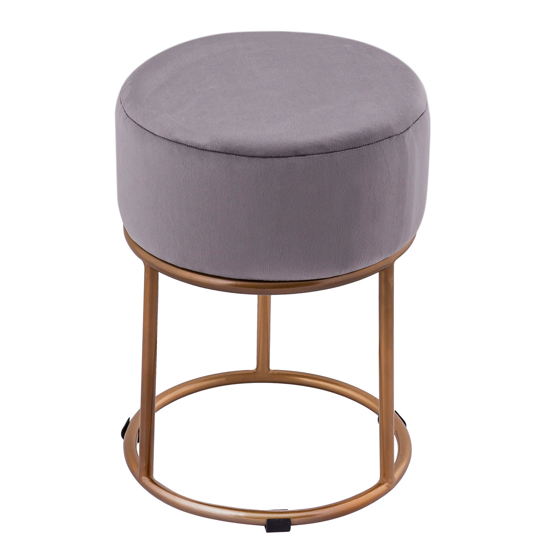 Tabouret en velours avec cadre en fer - anthracite Ø 32 H 42 cm
