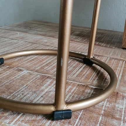 Samthocker mit Eisenrahmen - Anthrazit Ø 32 H 42 cm