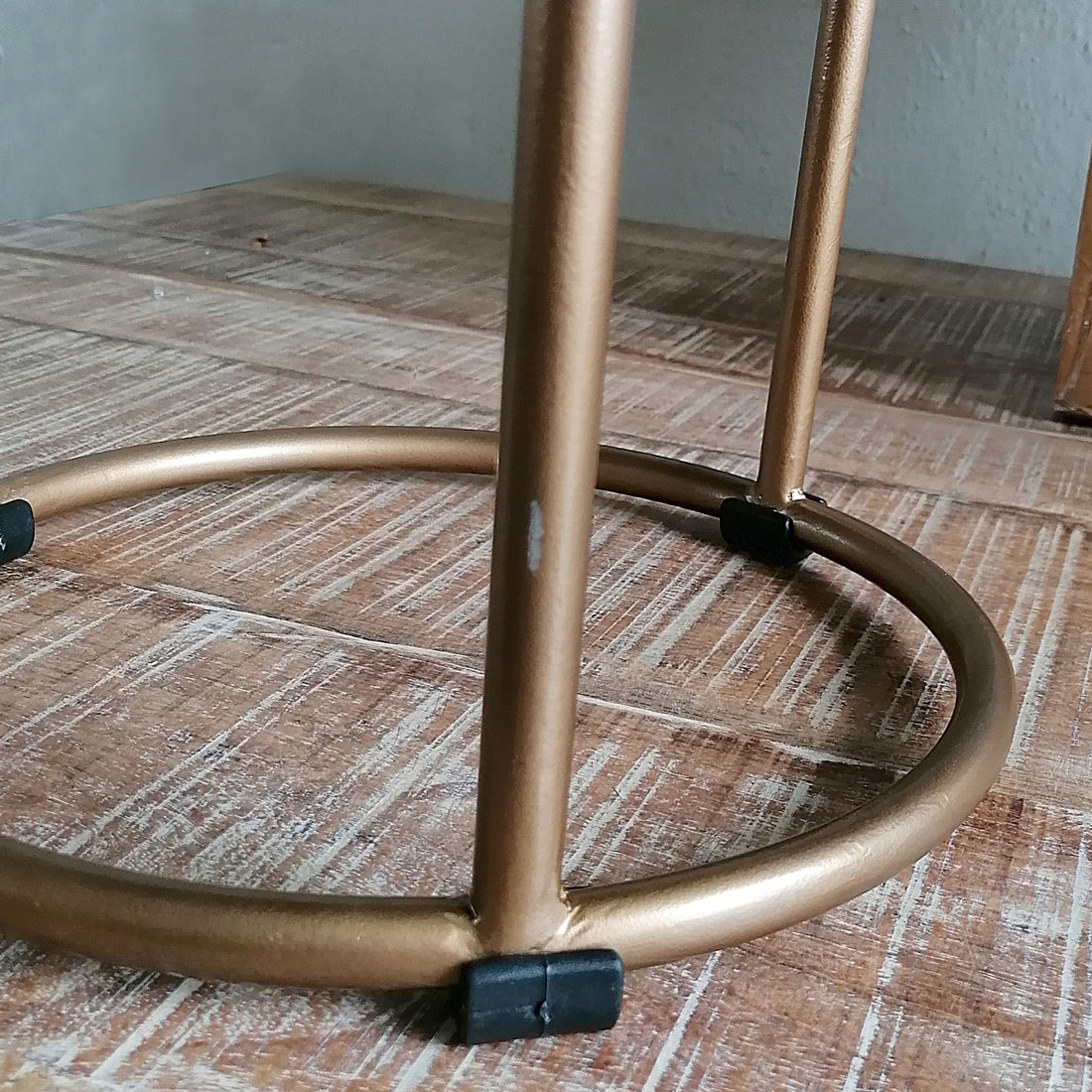 Tabouret en velours avec cadre en fer - anthracite Ø 32 H 42 cm
