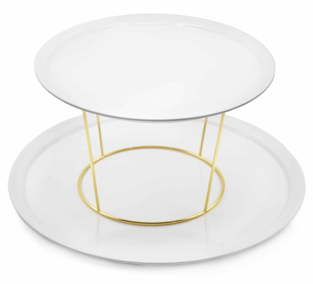 Borden verhoger met 2 zwarte melamine borden – Ø 30 en 45 cm – foto 2