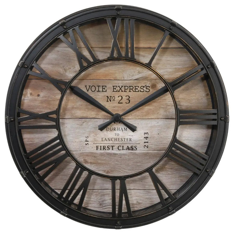 Vintage Clock - 39 cm - Metal - Black/Brown