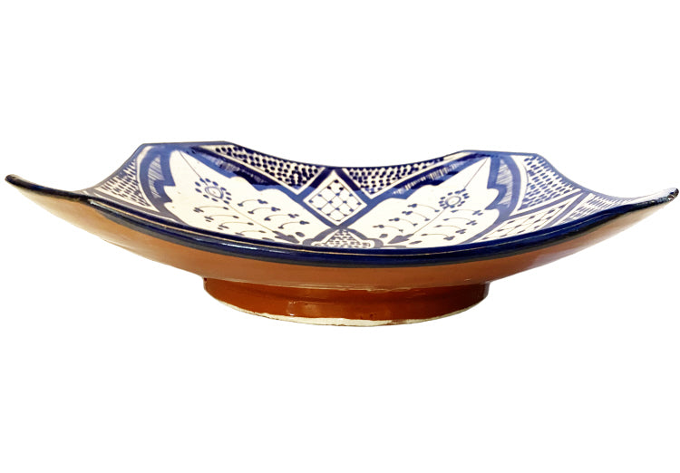 Assiette marocaine noire et blanche carrée 27x27cm