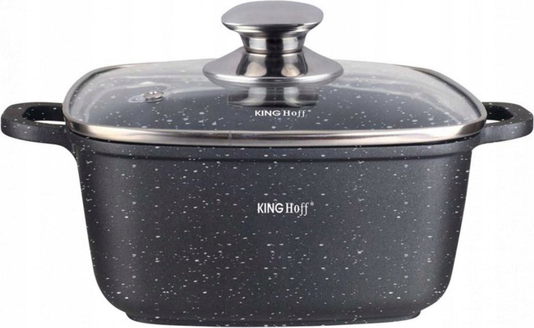 Kinghoff vierkante braadpan 20 cm – 2,8 liter, marmercoating, glazen deksel