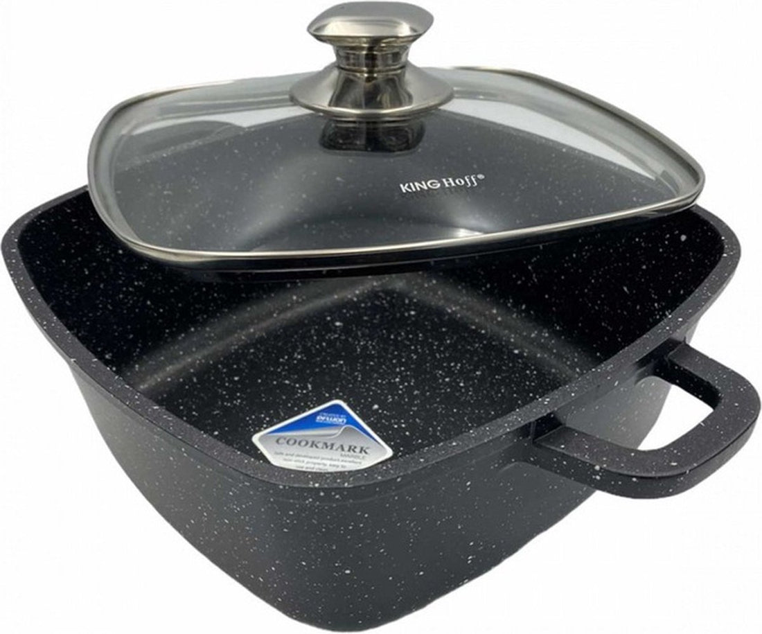Kinghoff vierkante braadpan 20 cm – 2,8 liter, marmercoating, glazen deksel – foto 3