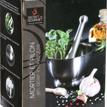 Vijzel met stamper RVS D12 x H8 cm - Kruiden maler