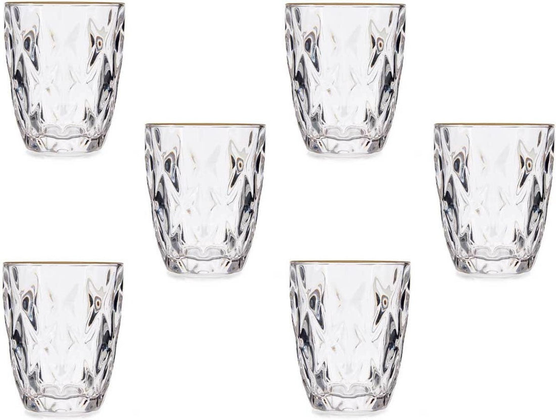 Verres à eau/verres à boire - aspect cristal - bord doré - 270 ml