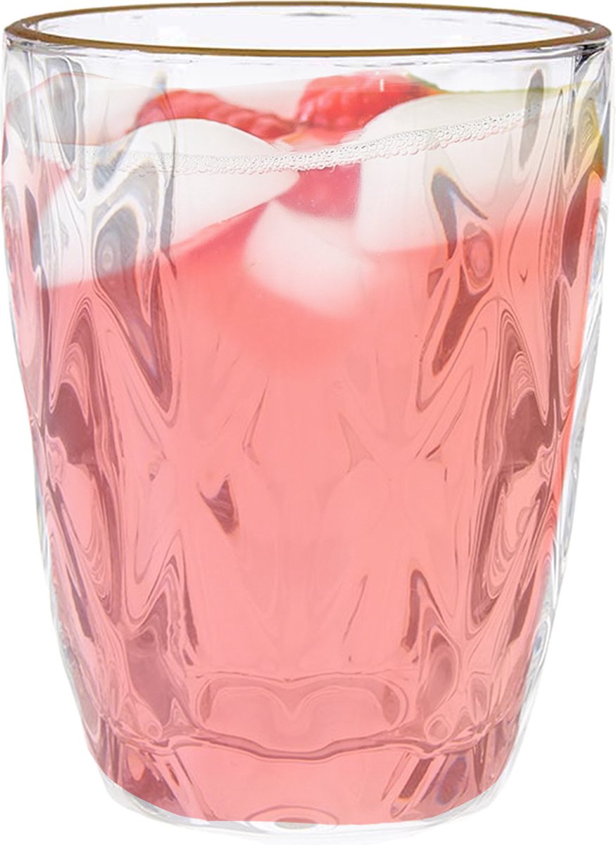Verres à eau/verres à boire - aspect cristal - bord doré - 270 ml