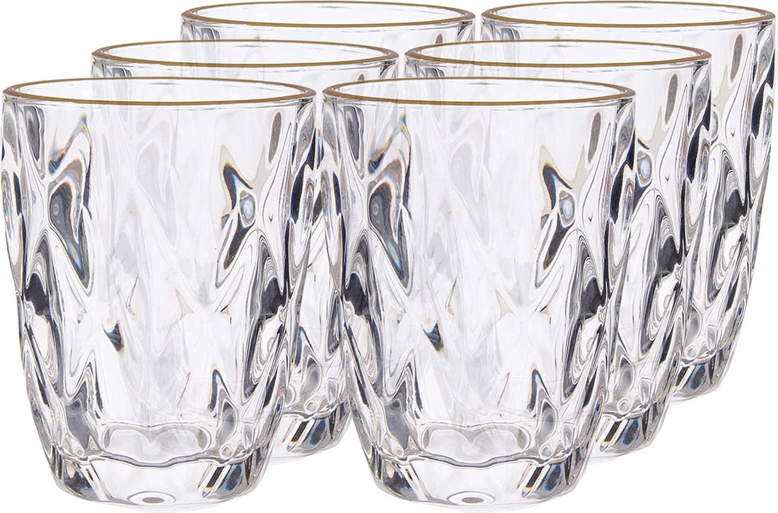 Verres à eau/verres à boire - aspect cristal - bord doré - 270 ml