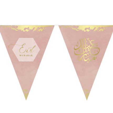 Eid mubarak vlaggen slinger oudroze