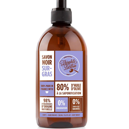 Schwarze Seife mit Lavendel 500ml. Ohne Parfüm