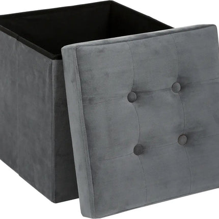 Atmosphera Pouf/Hocker/Fußhocker – Aufbewahrungsbox – Schwarz – PU/MDF – 38 x 38 cm – faltbar