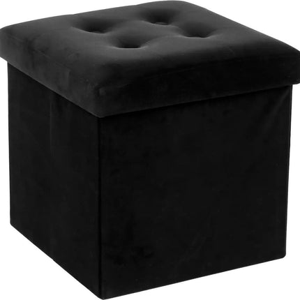 Atmosphera Pouf/Hocker/Fußhocker – Aufbewahrungsbox – Schwarz – PU/MDF – 38 x 38 cm – faltbar