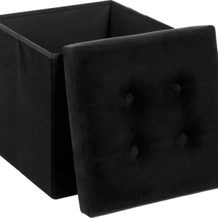 Atmosphera Pouf/Hocker/Fußhocker – Aufbewahrungsbox – Schwarz – PU/MDF – 38 x 38 cm – faltbar