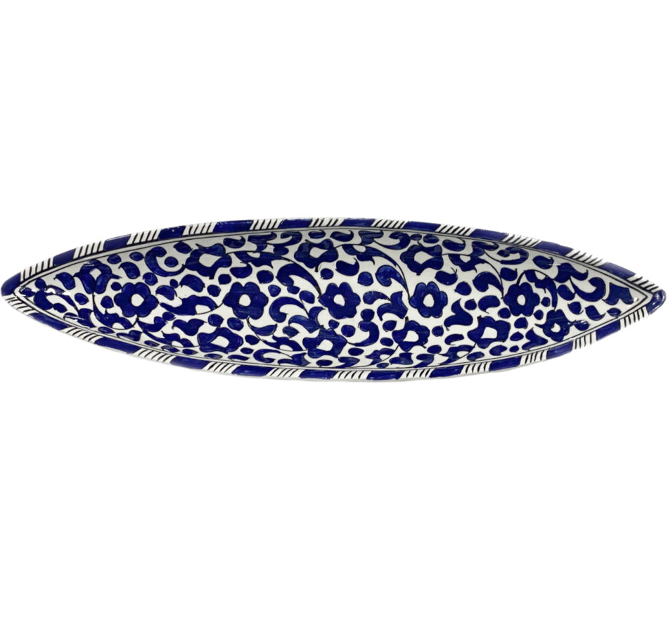 Moroccan pottery canoe bowl