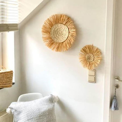 Raffia wand decoratie mand