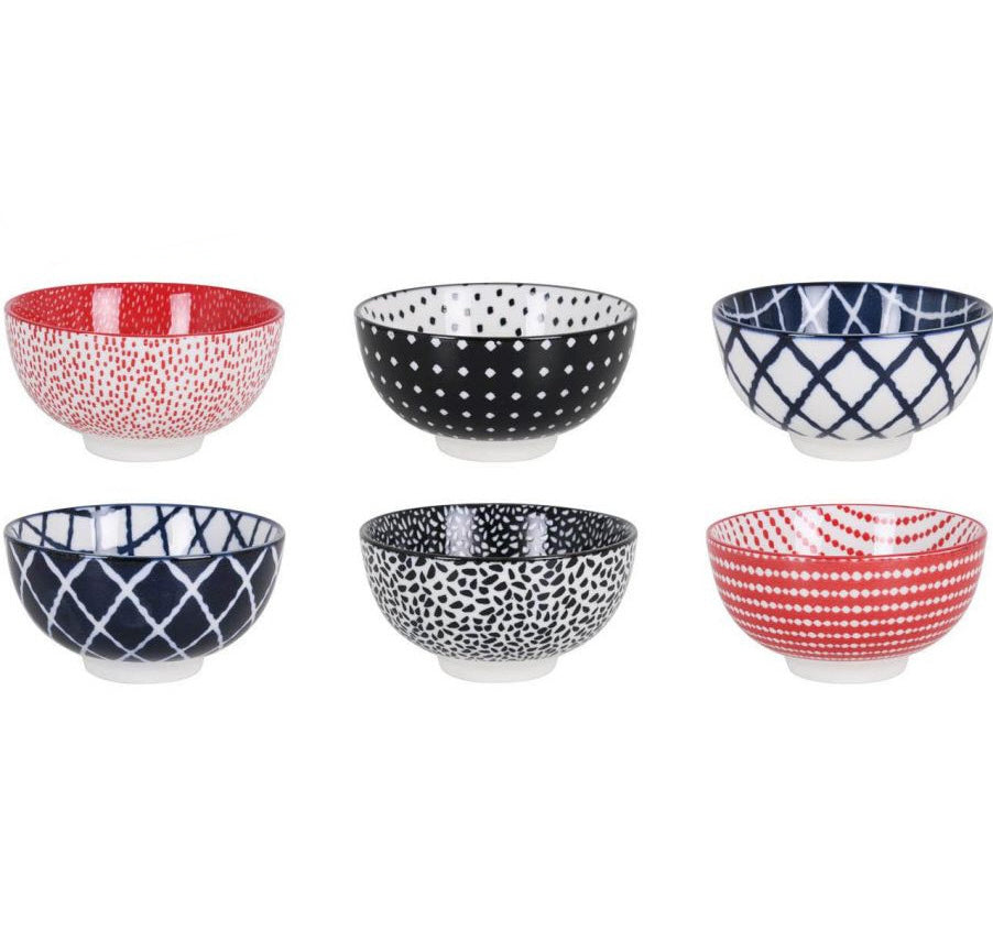 Porcelain modern colored bowls 6 pieces
