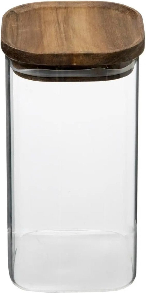 Vorratsdose 1,6L Glas mit Akazienholzdeckel - 1600 ml