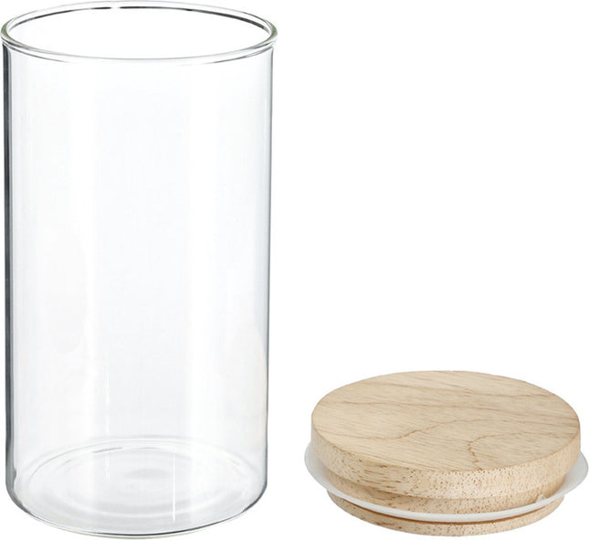 Vorratsdose/Vorratsglas 1,3L Glas mit Holzdeckel - 1300 ml