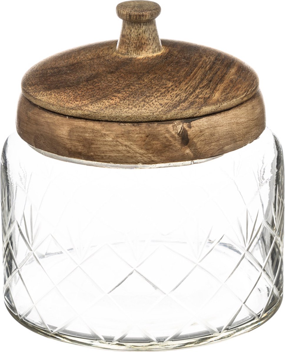 Bocaux en verre avec couvercle en bois