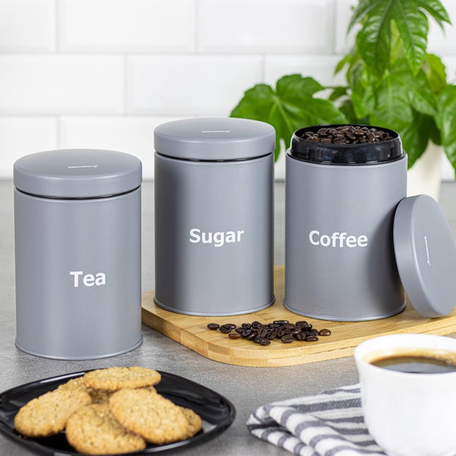 Klausberg 7544 - Voorraadpotten set - koffie, thee, suiker - Grijs