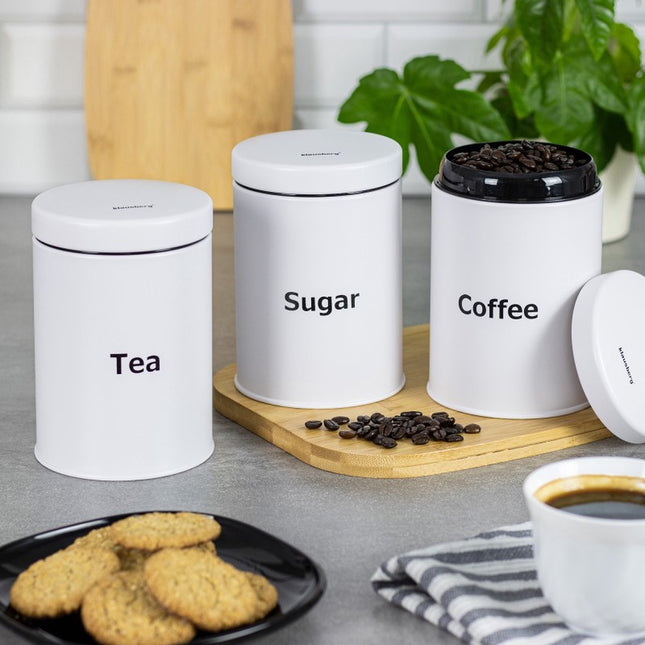 Vorratsdosen-Set - Kaffee, Tee, Zucker - Weiß