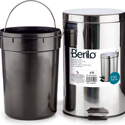 Mülleimer/Tretmülleimer silber 12 Liter, 25 x 39 cm