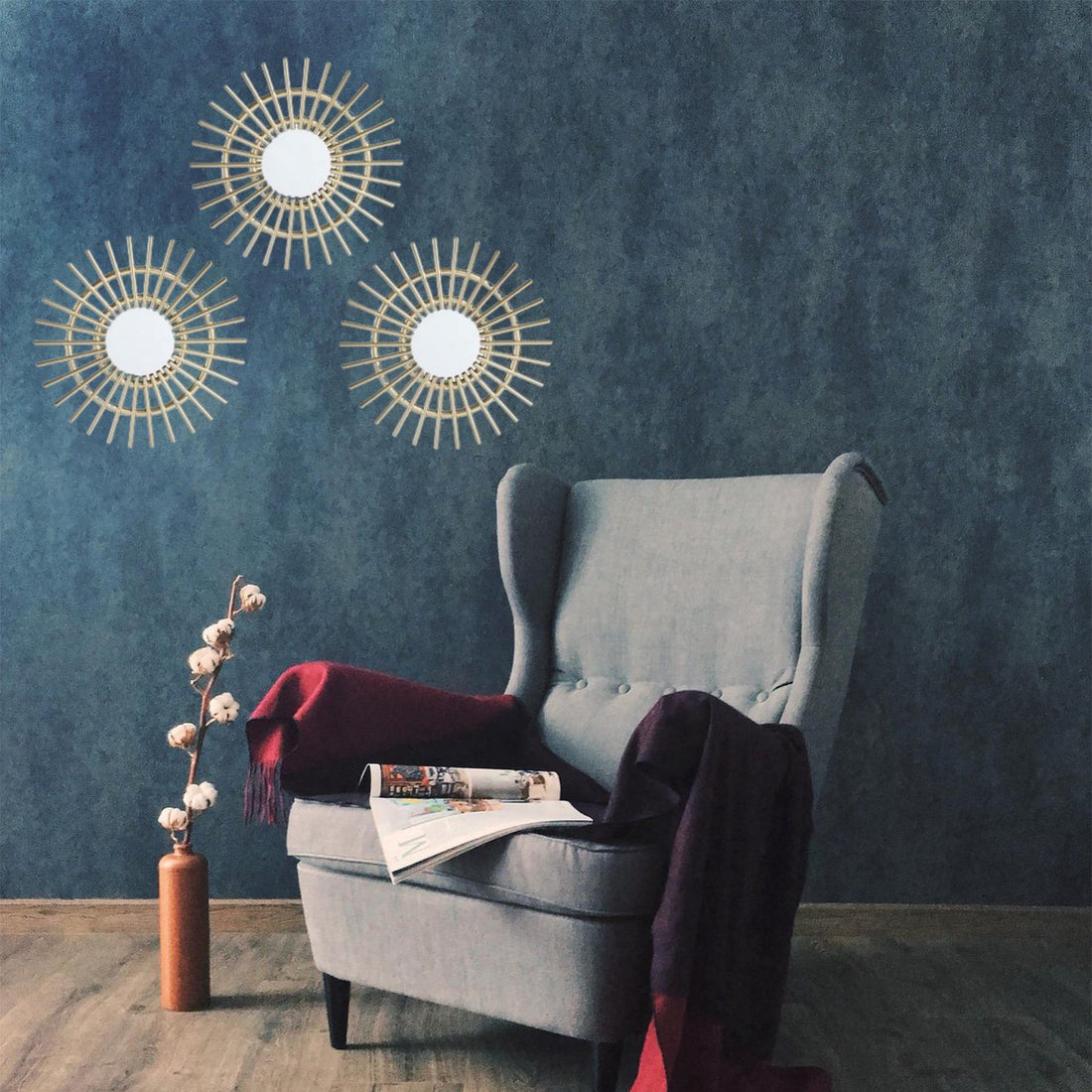 Miroir mural - Miroir mural rond - Lot de 3 - Miroir Spike - 25 ∅