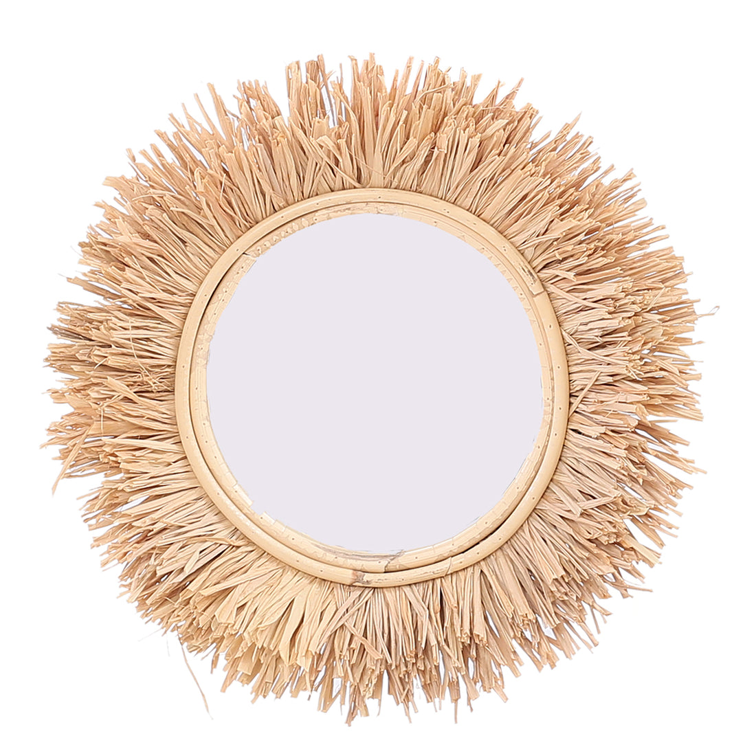 Miroir mural - safari - Palmier et jonc de mer - D28 cm - miroir bohème