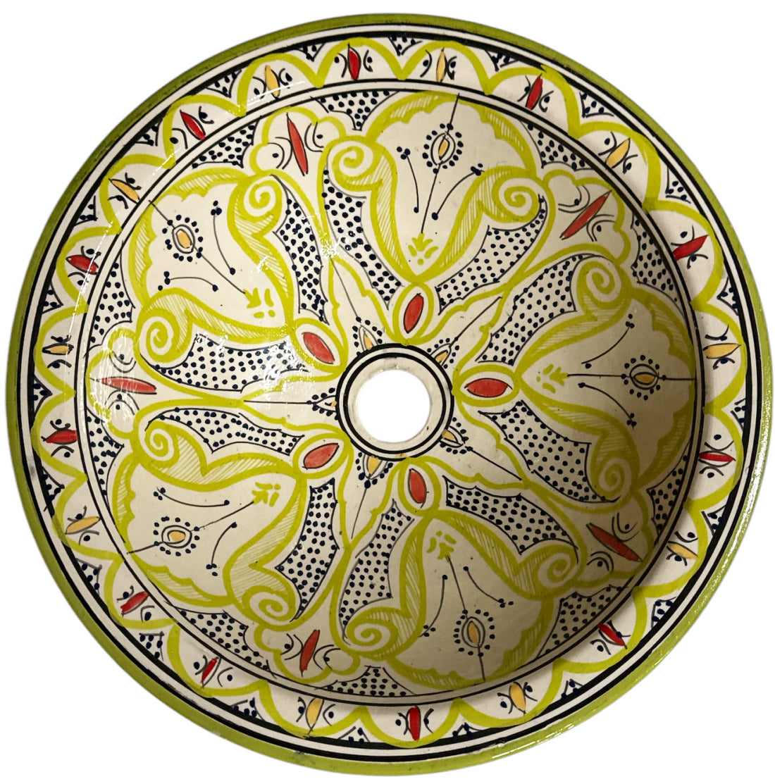 Vasque marocaine Asfi - colorée - lavabo (à poser) en faïence - Ø 40 cm
