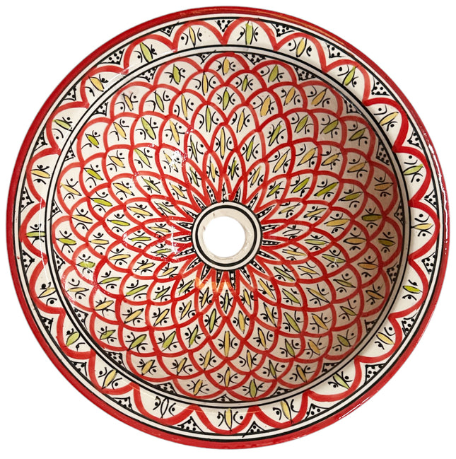 Marokkaanse waskom Asfi- kleurrijk - aardewerk (opbouw) wasbak - Ø 40 cm