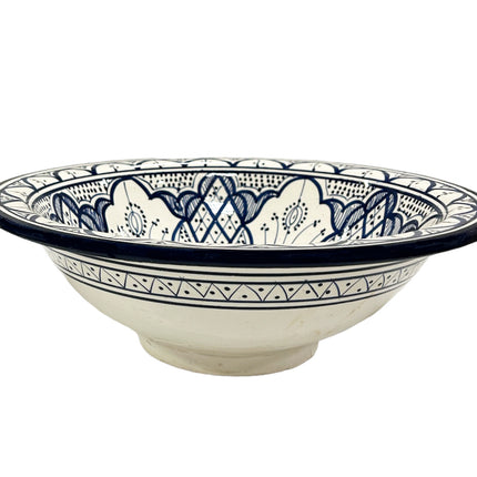 Marokkaanse Aardewerk waskom  Ø 40 cm blauw