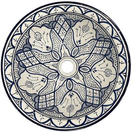 Marokkaanse Aardewerk waskom  Ø 40 cm blauw