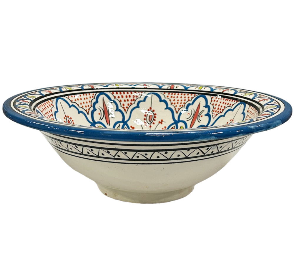 Vasque à poser en céramique marocaine lavabo Ø 40 cm bleu