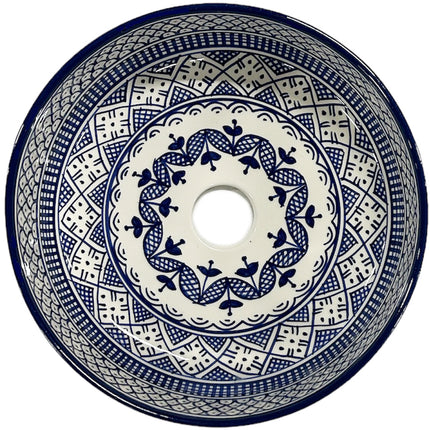 Marokkanisches Keramikwaschbecken 28 cm blau