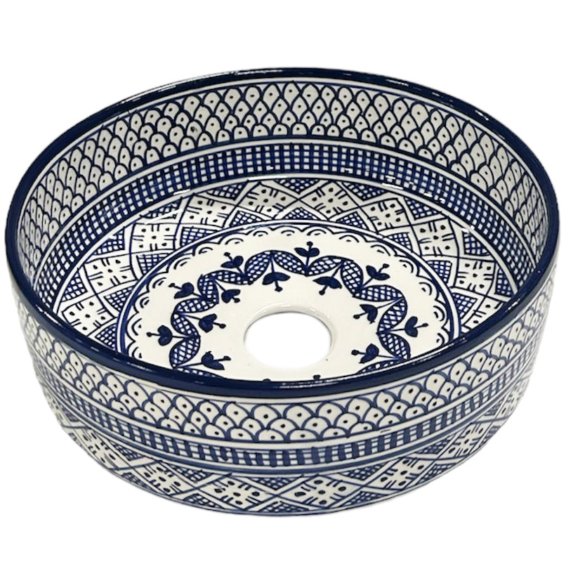 Moroccan ceramic washbasin 28 cm blue