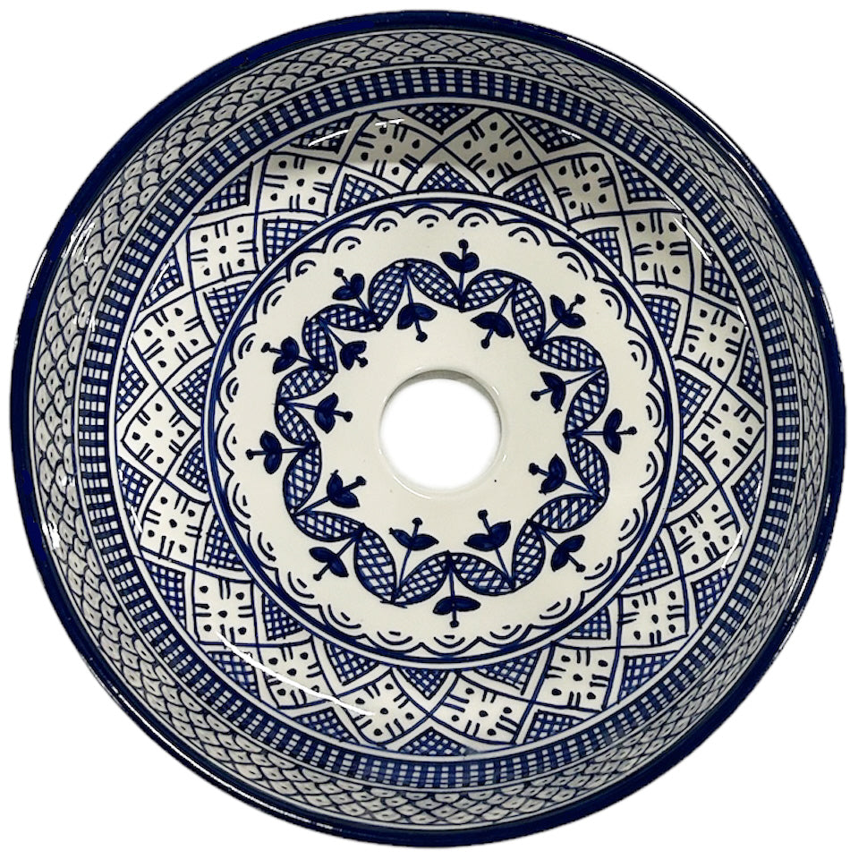 Marokkaanse waskom blauw van handgemaakt keramiek uit Fes – Ø 35 cm