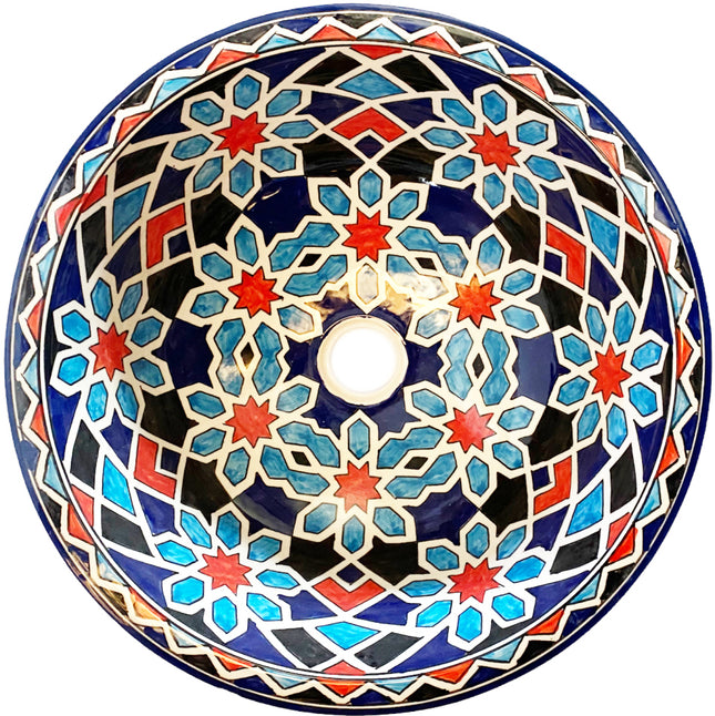 Einzigartige handgefertigte runde Waschtischschale - Marokkanisches Waschbecken