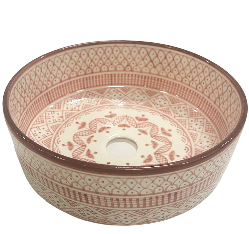 Handmade Moroccan Wash Basin – Ceramic Countertop Sink – Fes – Ø 35 cm