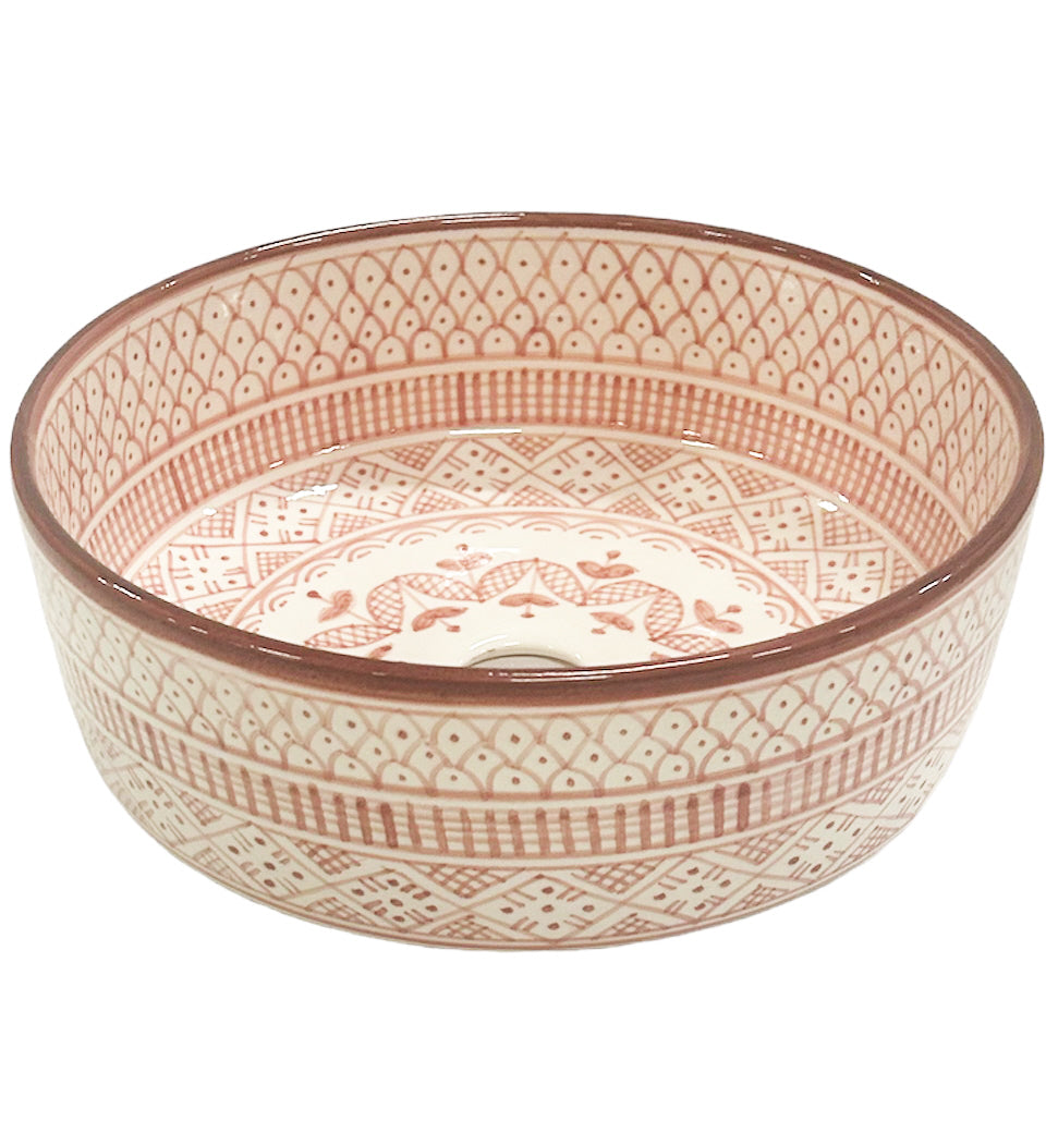 Handmade Moroccan Wash Basin – Ceramic Countertop Sink – Fes – Ø 35 cm