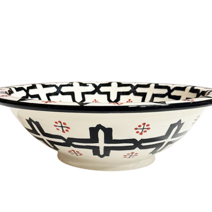 Marokkaanse waskom  FEZ-  handbeschilderd zwart- wit -rood