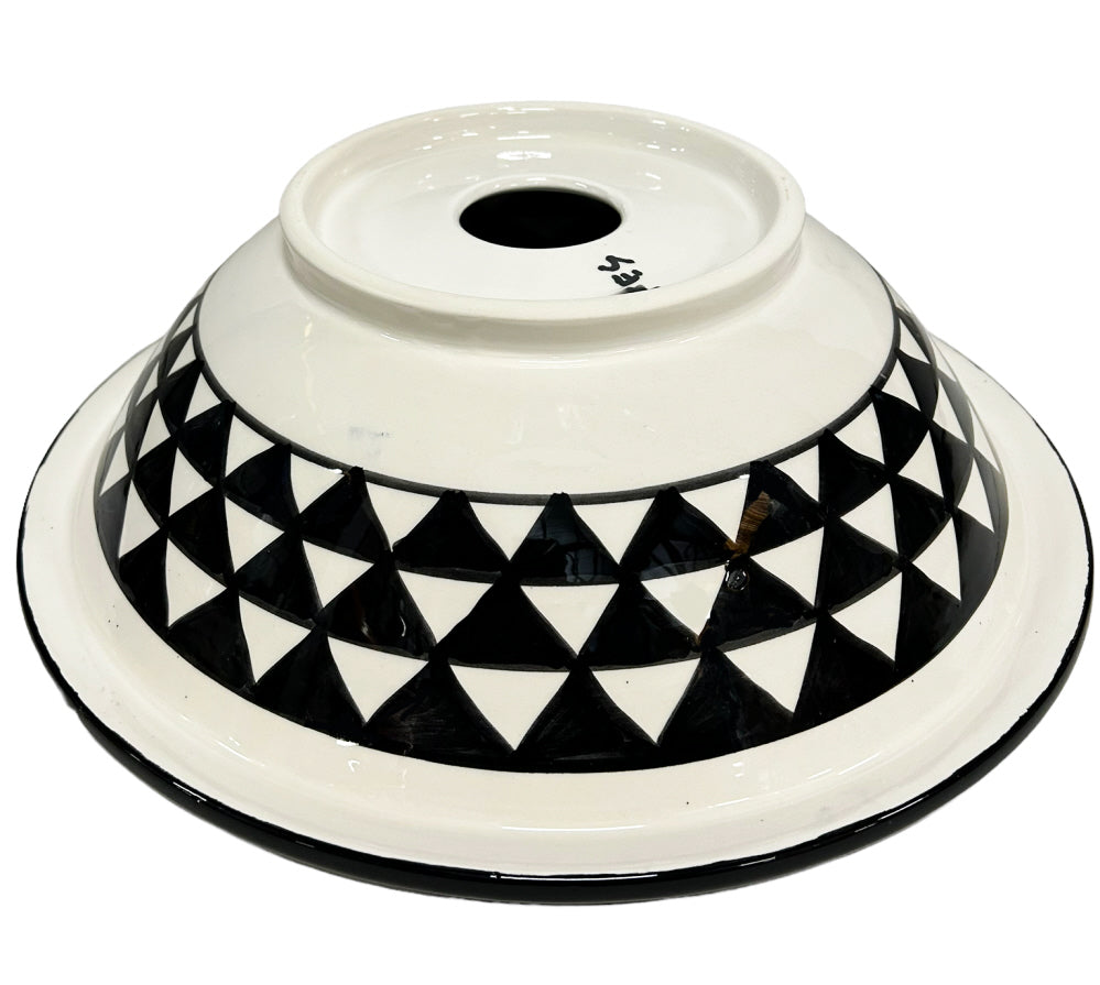 Marokkaanse waskom FEZ, zwart-wit – handbeschilderd keramiek, Ø 35 of 38 cm – foto 5